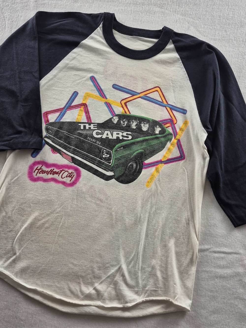 Vintage The Cars "Heartbeat City" 1984 Tour Raglan Concert Shirt